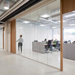 Office with glass partition wall of QbiQ