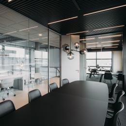 Board room with single glass partition an HPL door