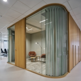 Wooden partition with double glass