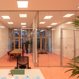 Single glass office partition at the Roffaa in Rotterdam