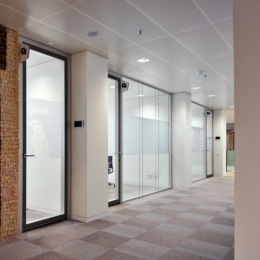 Double glass partition with full flush door