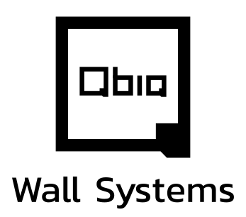 QbiQ Logo with Wall Systems text wide under logo