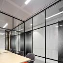 Meeting rooms with an old fashion industrial look glass partition  