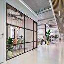 Old fashion industrial look aluminum partition walls.