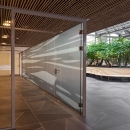 Demountable partitions wall with sandblast privacy film