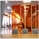 Meeting rooms with glass partition walls