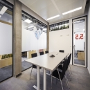 Conference room with seamless glass wall