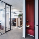 Phone call cell with high acoustic glass door