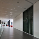 Glass partition in a long closes wall