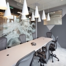 Meeting room with glass partitions