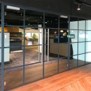Single glass wall with old fashion industrial look