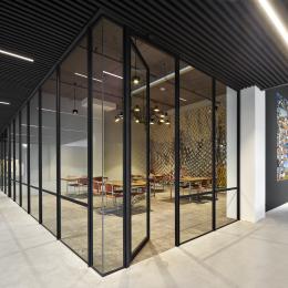Industrial look & feel glass office wall
