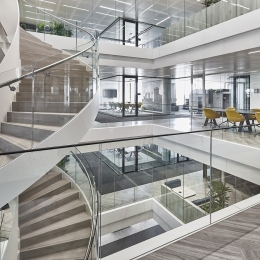 Stairs with glass partitions