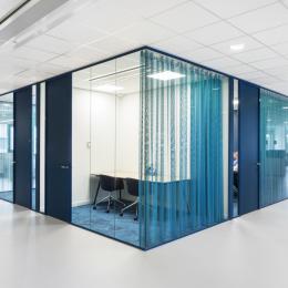 Blue colored system walls glass