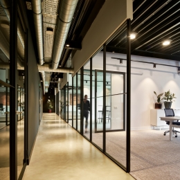 Multiple glass partition and sliding door