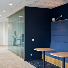 Double glazed partitions with wood finish