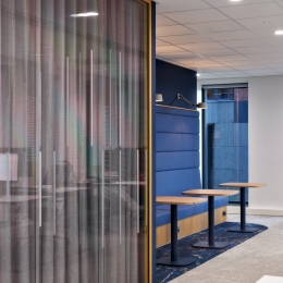 Double glazed partitions with wood finish