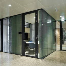 Double glass partitions.