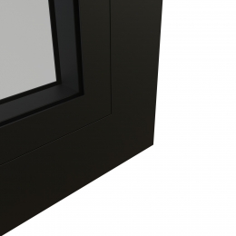 KDD aluminum framed glass door corner detail.