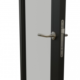 KDD43-80 Aluminum framed door with laminated glass, lock side