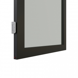 KDEC  aluminum framed  door with single glass and single seals.
