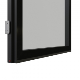 KDG77 Full flush aluminumframed door with double glass and single seals.