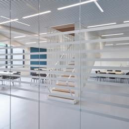 Single glass partition with 0-joint seam